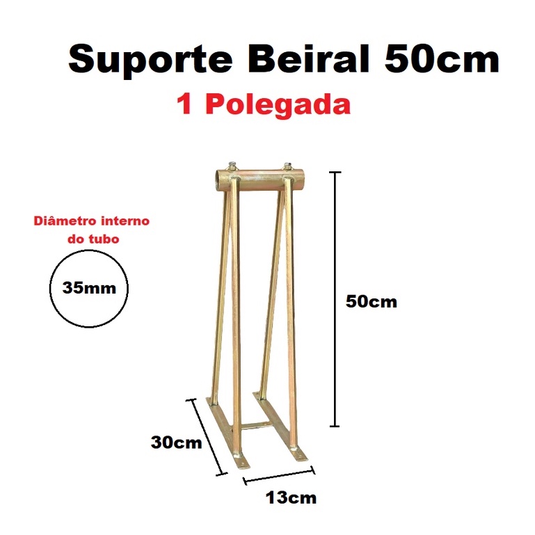 Suporte Cavalete Para Beiral Polegada Para Tubo Cano Antena Altura