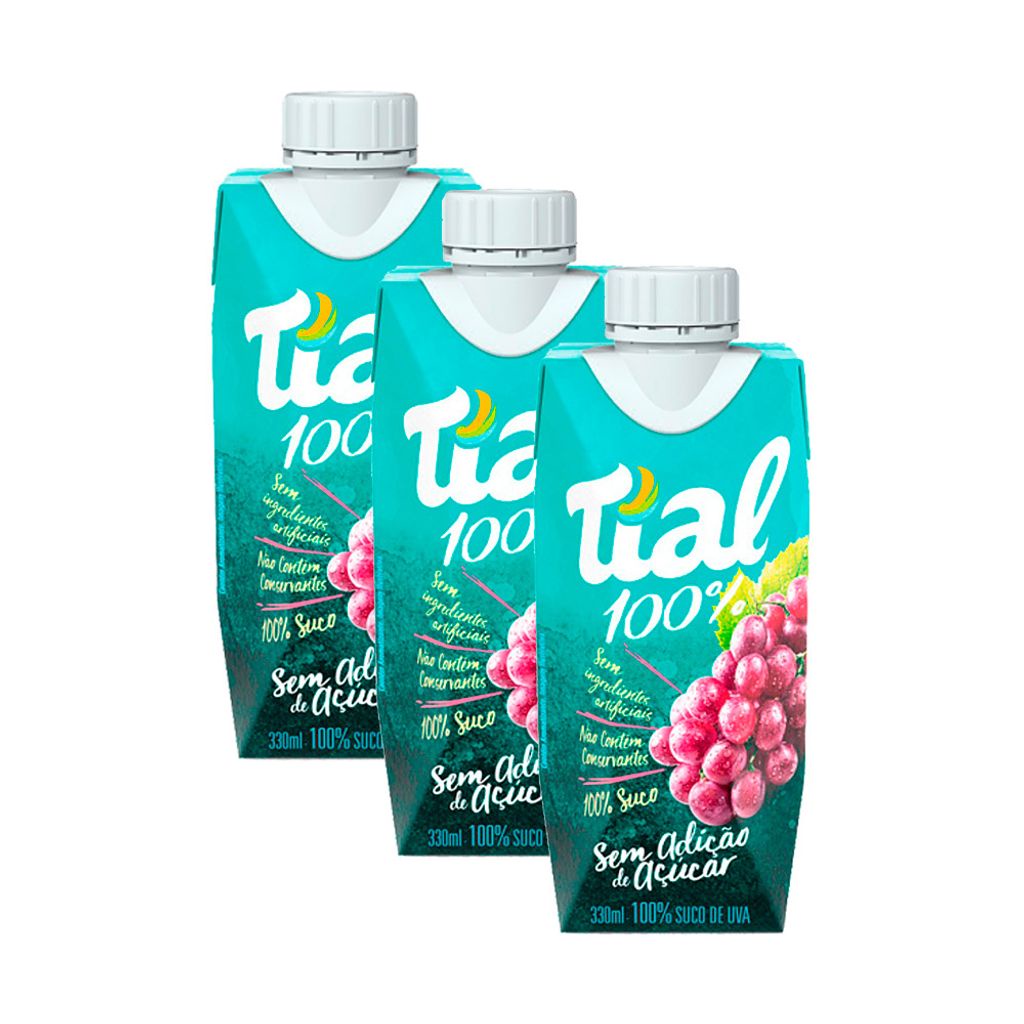 Suco Tial 100 Uva Sem Adição de Açúcar 330ml Kit três unidades