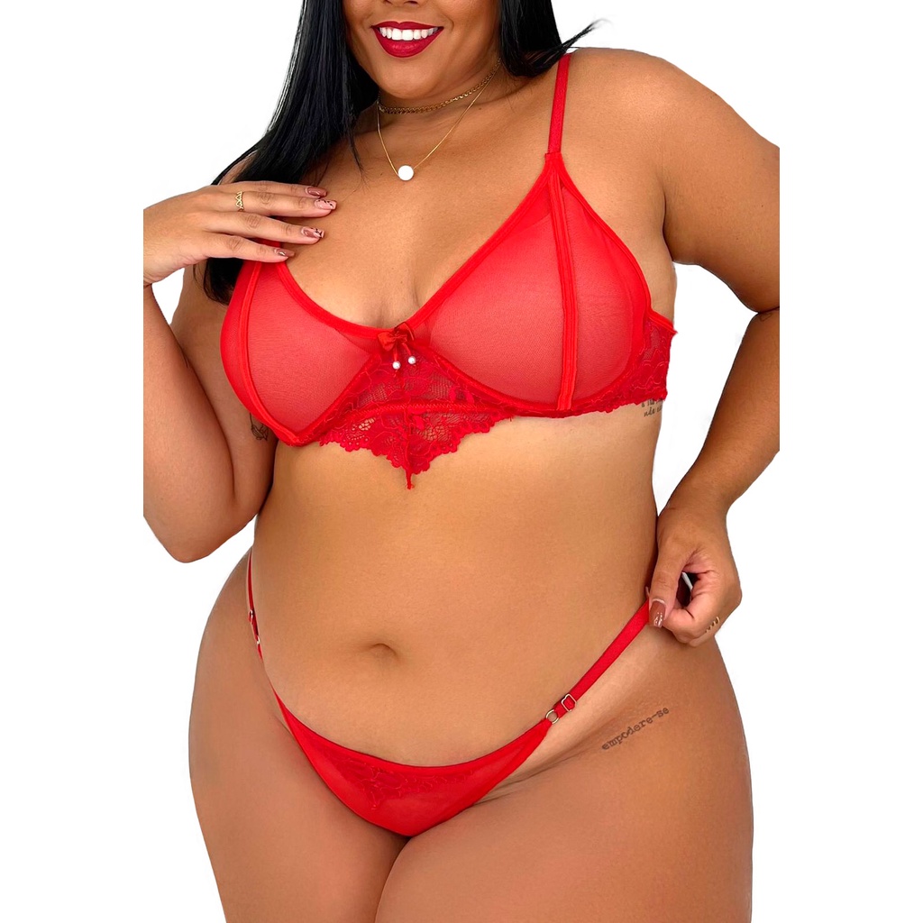 Conjunto Lingerie Plus Size Tule Aro Sensual Shopee Brasil