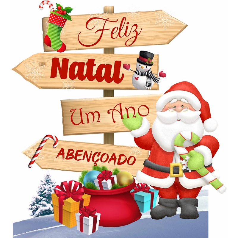 Placa Setas Papai Noel Feliz Natal MDF 65cm Shopee Brasil