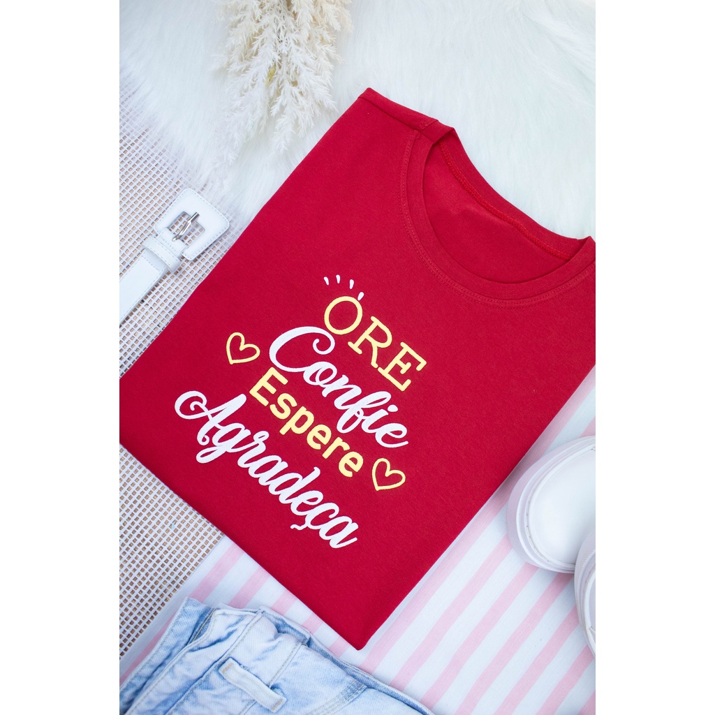 T Shirt Feminina Ore Blusa Vermelha Moda Evang Lica Frases