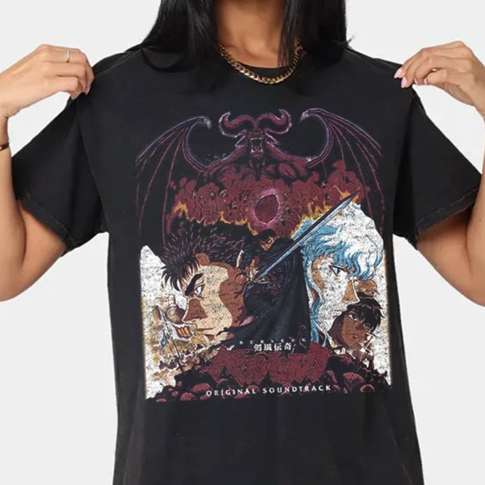 Camiseta Basica Unissex Anime Berserk Poster Guts Sacrifice Falcao