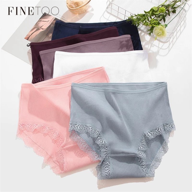 FINETOO Calcinha Feminina Cintura Alta Sexy Lingerie Comfort Plus Size