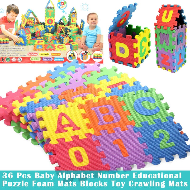 36 Pçs set Números Do Alfabeto EVA Jogar Esteira Brinquedo Bebê Para O