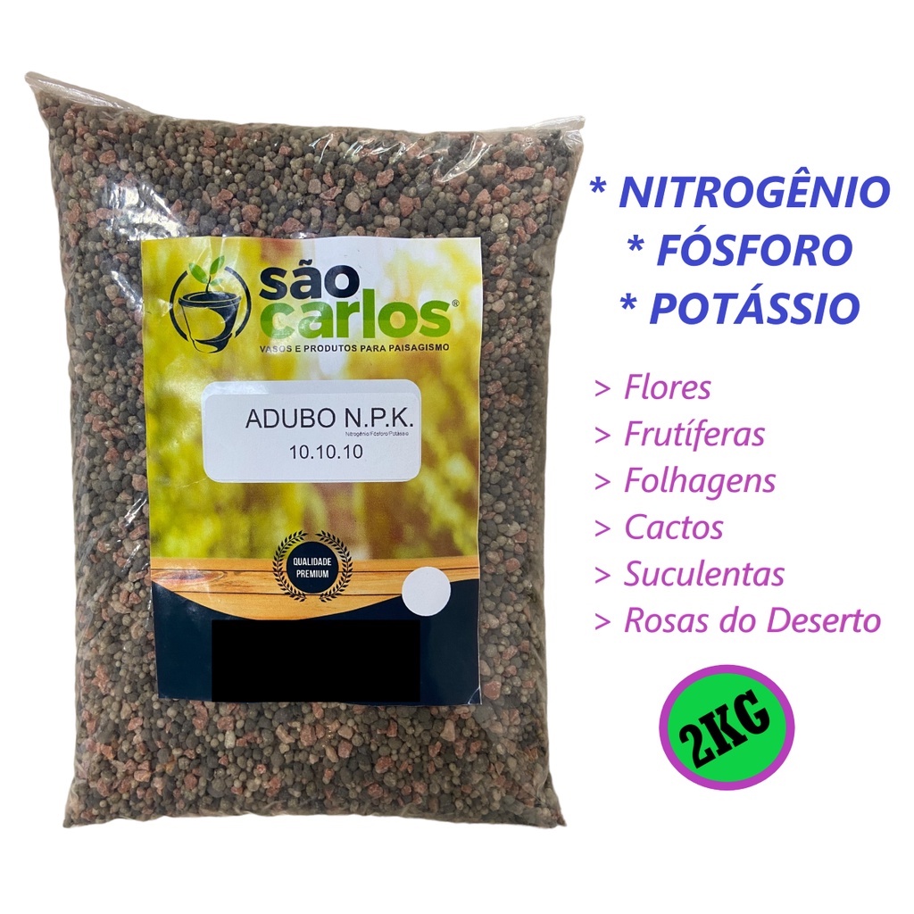 Adubo Fertilizante NPK 10 10 10 Granulado 2KG Plantas Flores Frutas