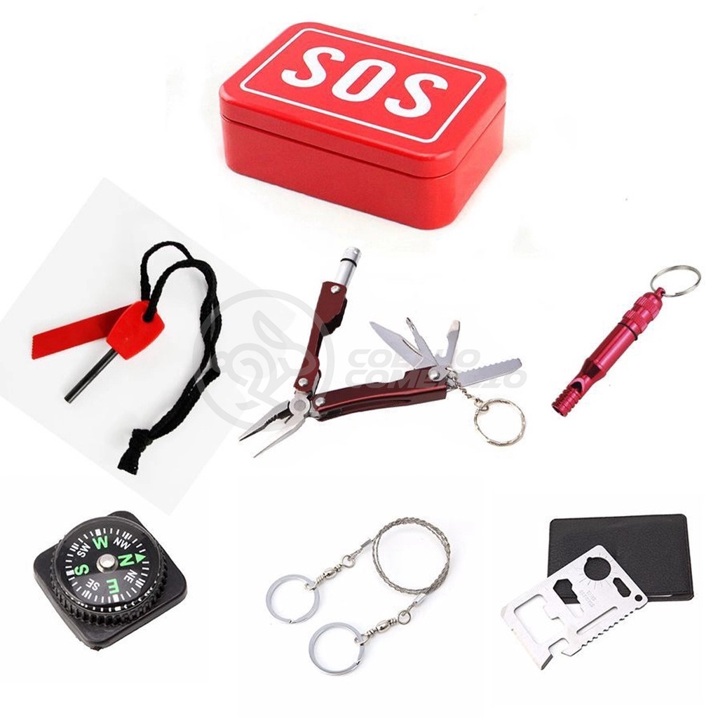 Mini Kit de Sobrevivência Compacto SOS Tz 02 de Emergência Conjunto