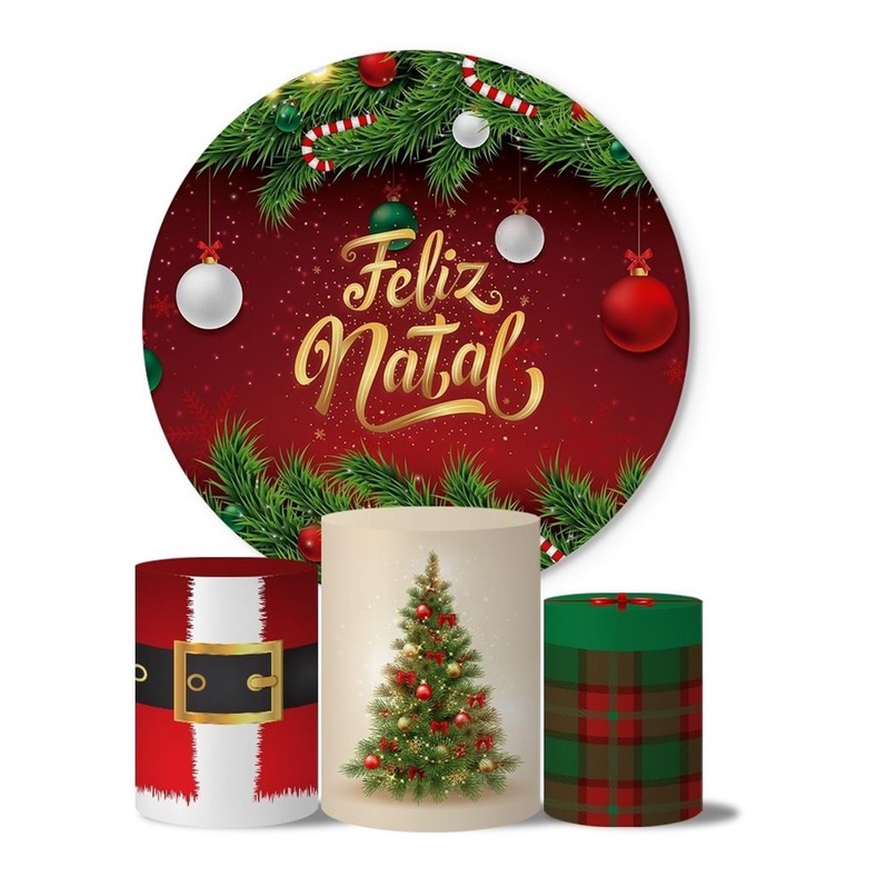 Trio Capas Cilindros Painel Feliz Natal Veste Facil Shopee Brasil