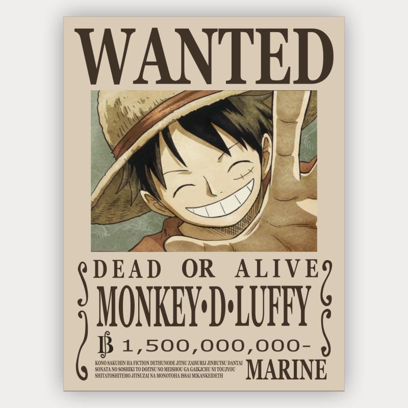 Quadro Cartaz Recompensa Monkey D Luffy One Piece Shopee Brasil