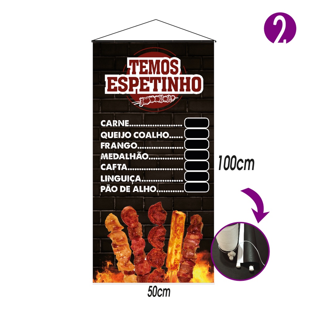 Banner Espetinho De Churrasco 50x100 ARTE PRONTA Shopee Brasil