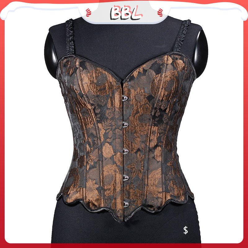 Espartilho Mulher Corpete Sexy Zíper Top Lingerie Gothic Brocade