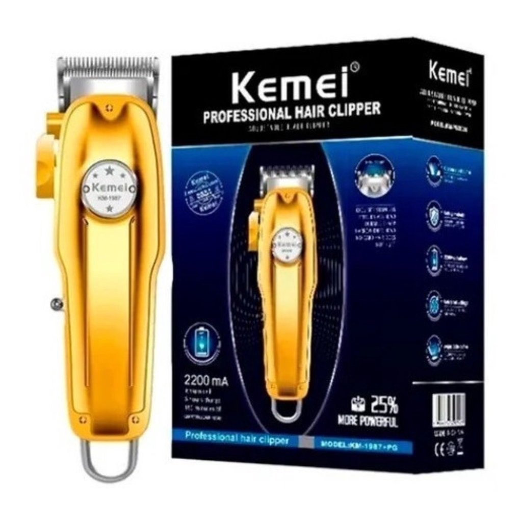 Maquina De Cabelo Kemei Pg Cordless Profissional Gold Shopee Brasil