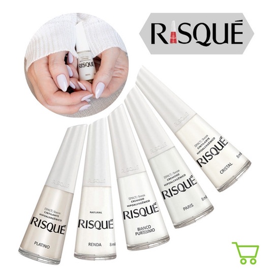 Esmalte Risqué Branco Varias Cores Para Fazer Francesinha 8ml Cada