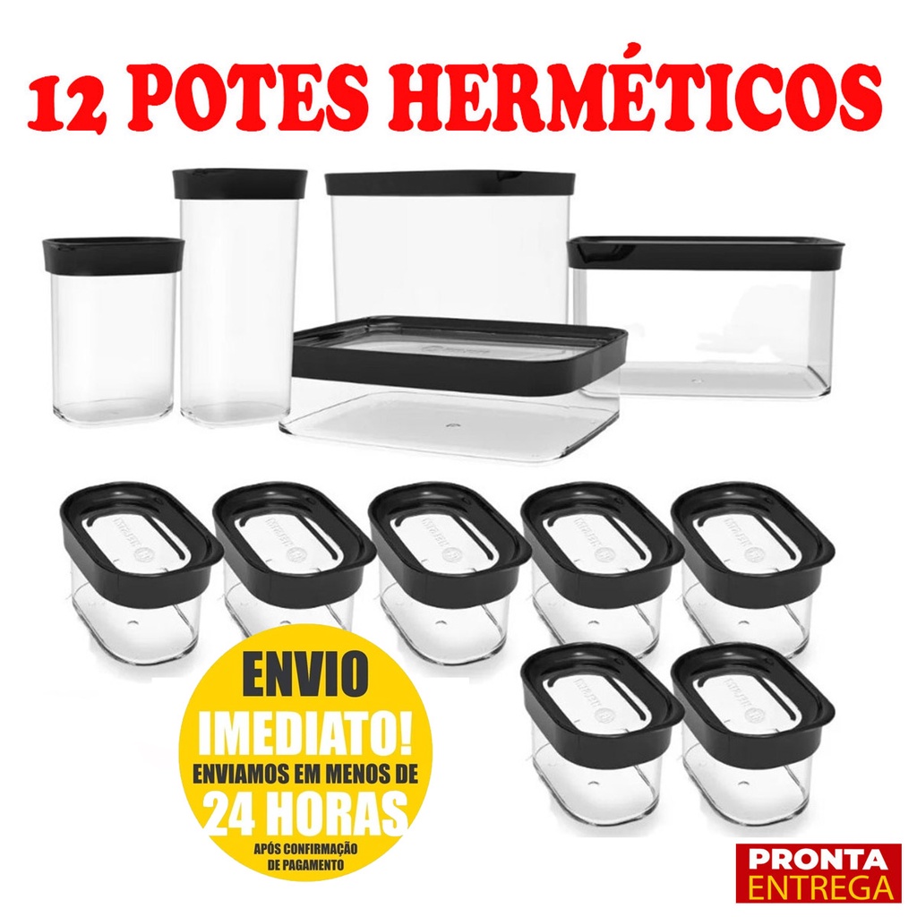 Kit Conjunto 12 peças Potes herméticos para mantimentos e