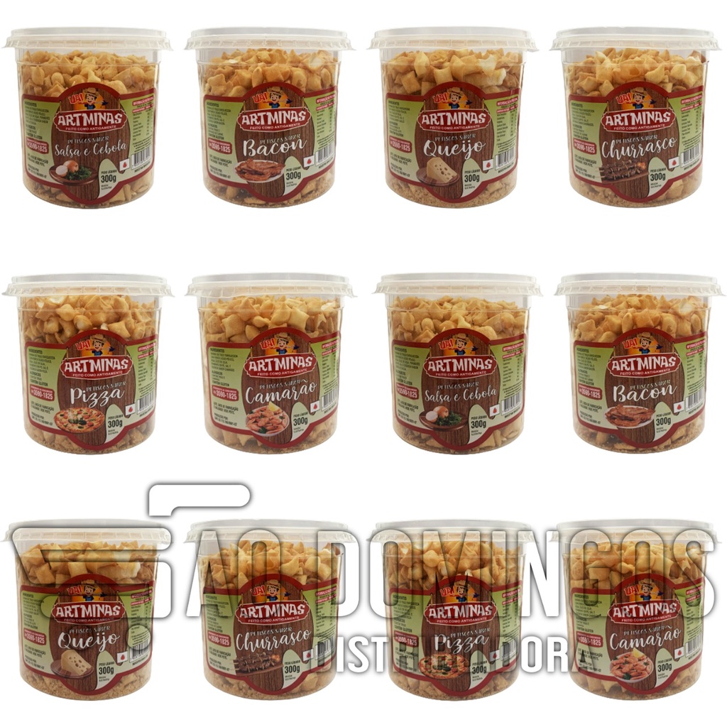 Kit 12 Potes Biscoito Petiscos Salgado 350g Cada Delicia Mineira