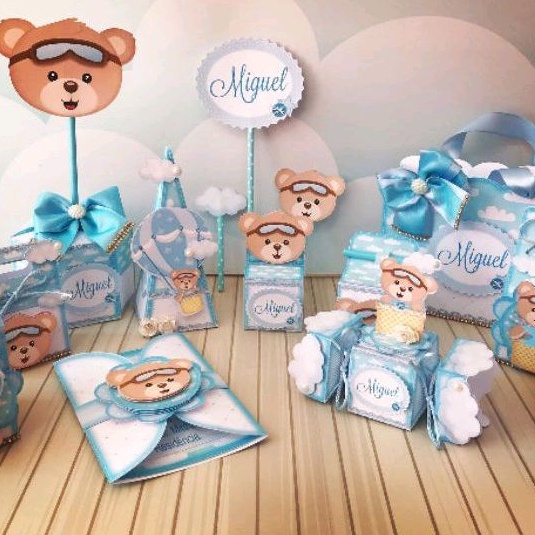 KIT FESTA URSINHO BALOEIRO LEMBRANCINHA PERSONALIZADA APLIQUE 3D