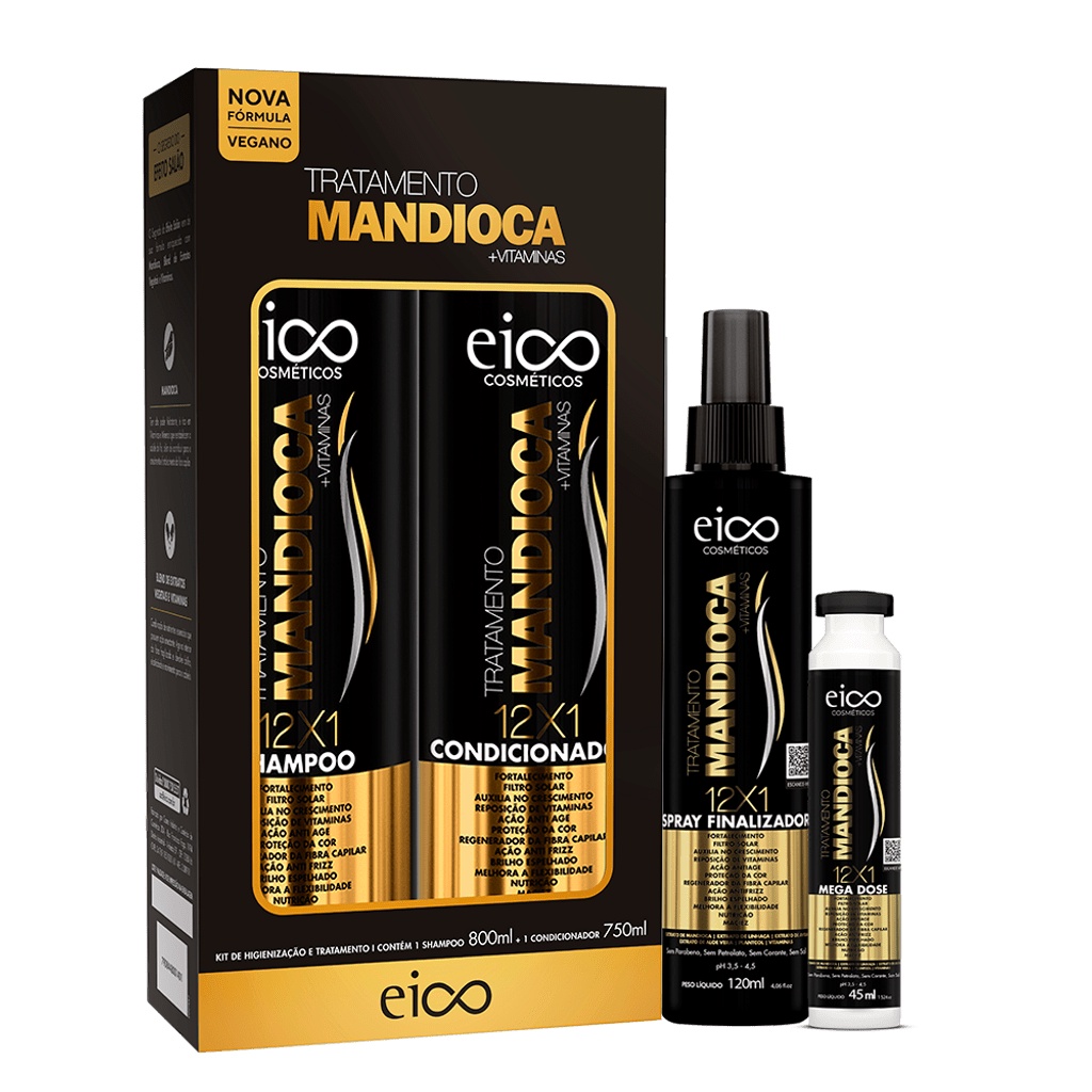 Kit Eico Tratamento Intensivo Mandioca Shampoo 800ml Condicionador