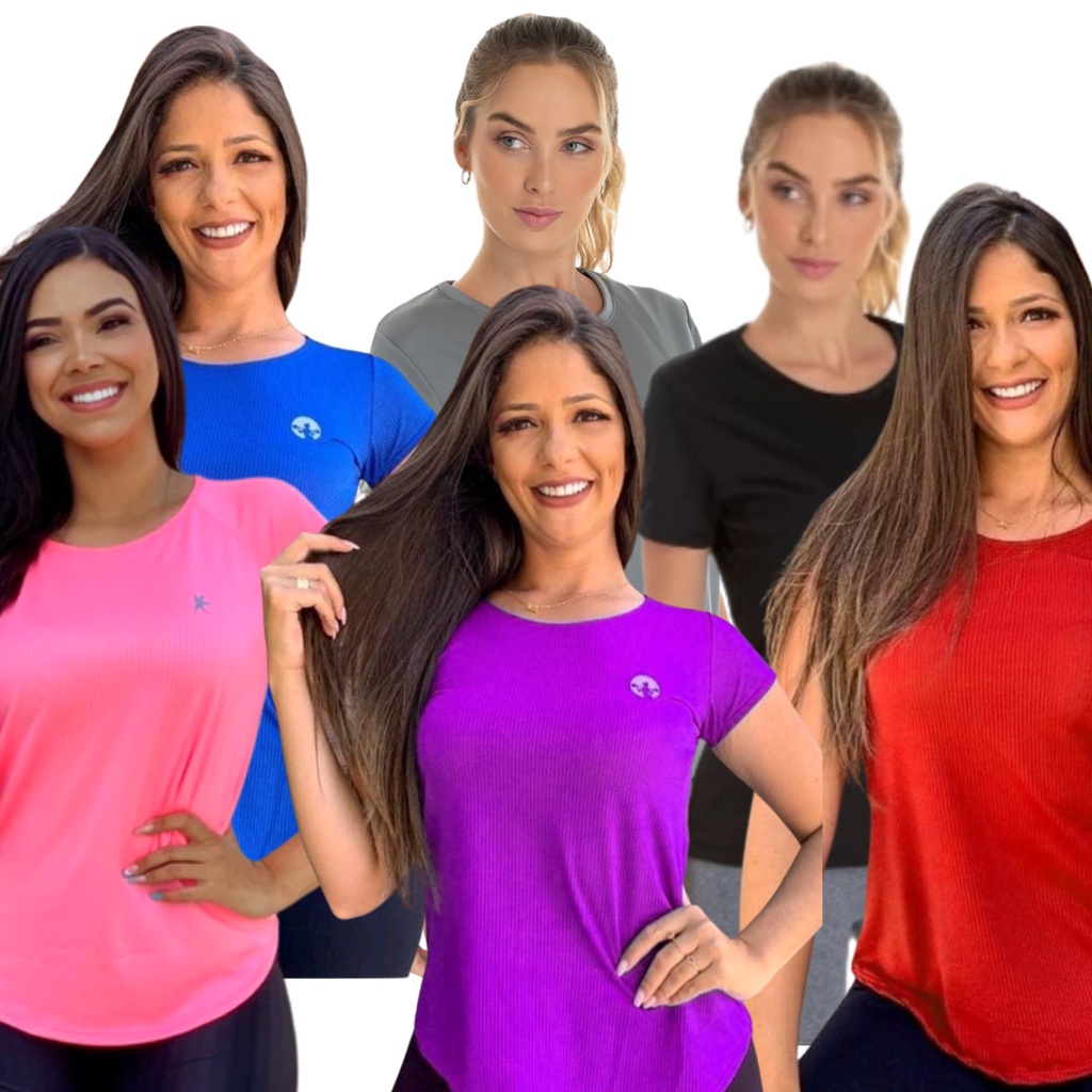 Kit 6 Camiseta Dry Fit Feminina Academia Corrida Shopee Brasil