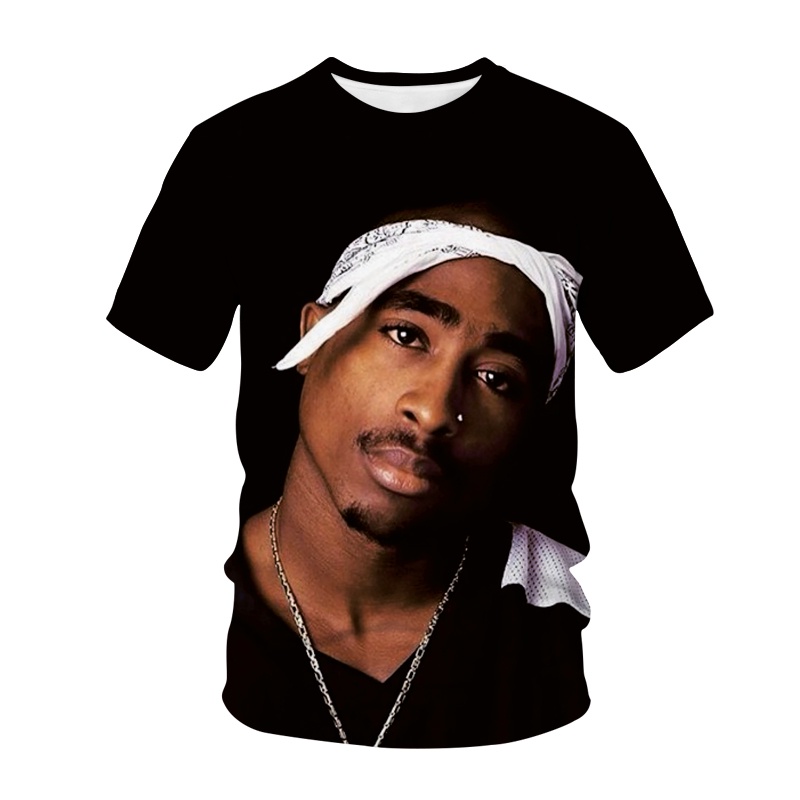 Blusas De Verão Masculina Camisetas Rock 2pac Estampa 3D Tupac Amaru