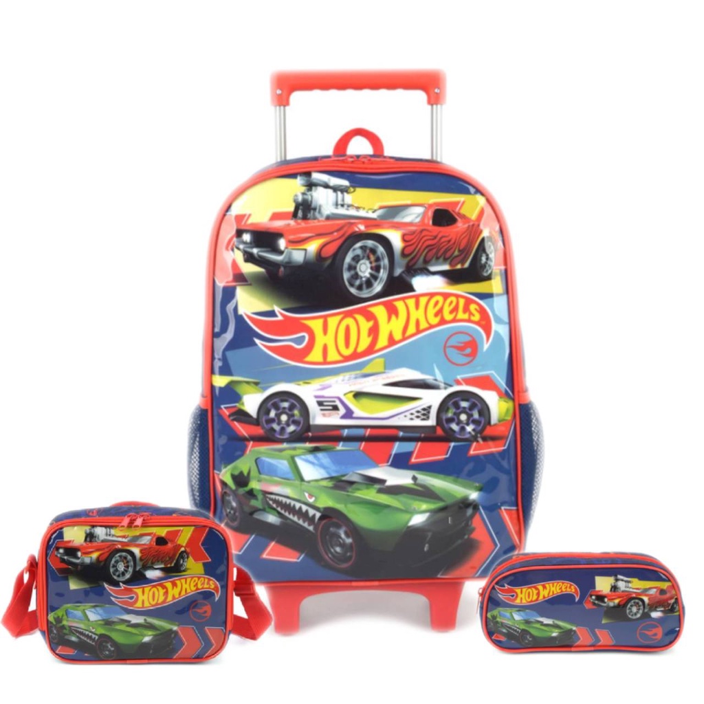 Mochila Hot Wheels Rodas Estojo E Lancheira Carros Escolar Shopee Brasil