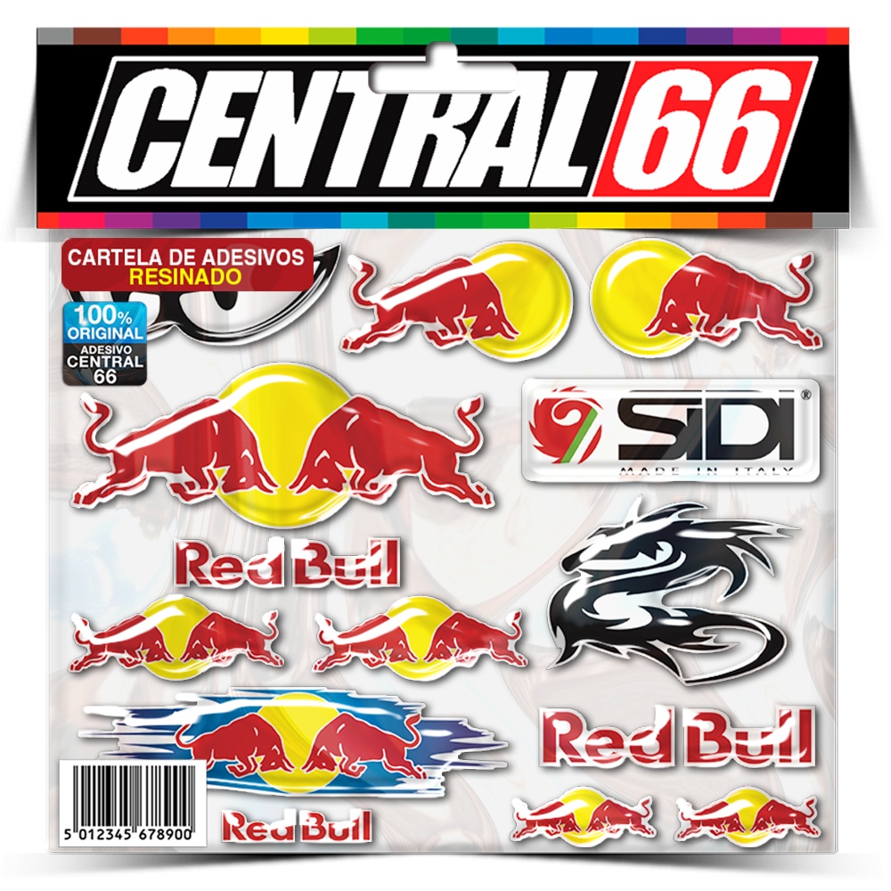 Cartela Adesivos Patrocinios Resinada Red Bois Individual Stickers Moto