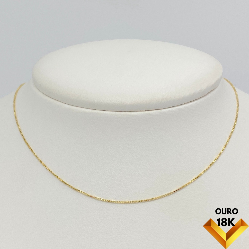 Colar De Ouro 18k Corrente Veneziana Fininha 50cm Ouro Puro 750