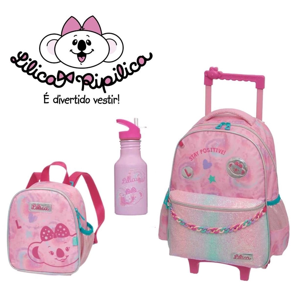 Kit Mochila De Rodinha Lancheira Garrafa Lilica Tie Dye Shopee Brasil