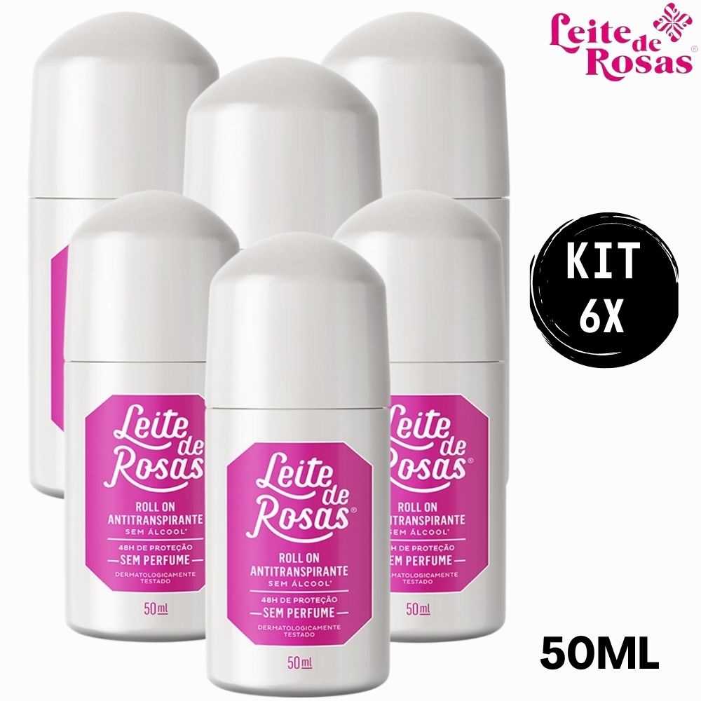 Kit X Desodorante Rollon Leite De Rosas Antitranspirante Sem Perfume