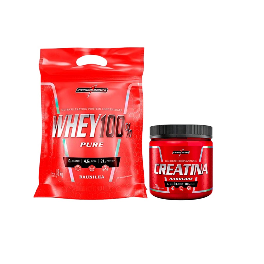 Kit Pure Whey Protein G Creatina Hardcore G Integralmedica