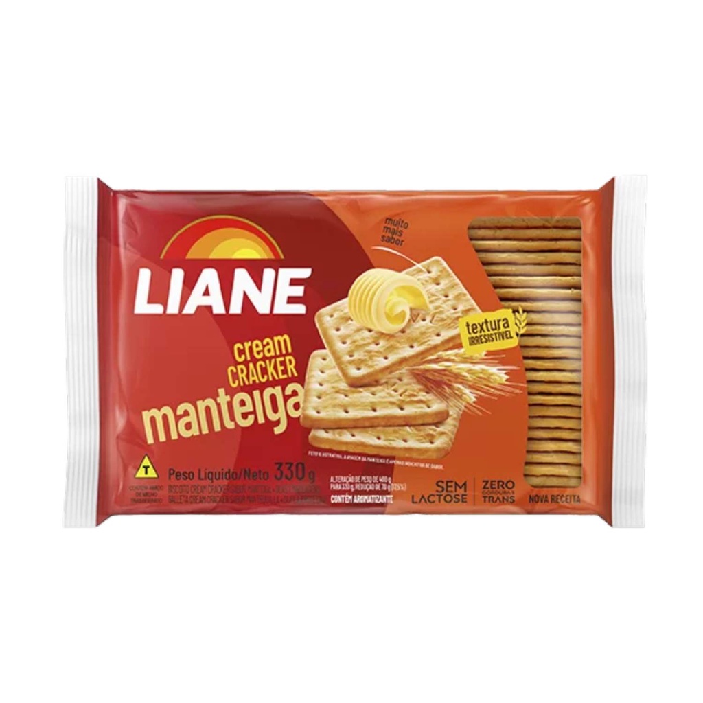 Biscoito Cream Cracker Manteiga Sem Lactose 330G Liane Shopee Brasil