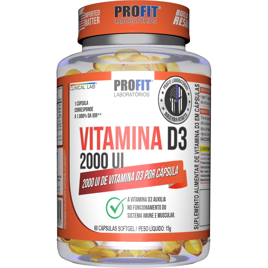 Vitamina D3 2000 UI 60 Cápsulas Profit Laboratórios Shopee Brasil