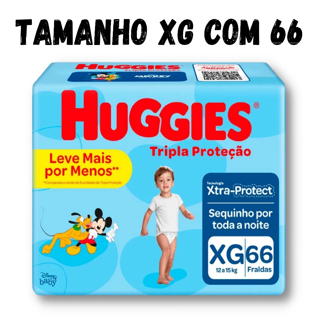 Fralda Huggies Hiper Tripla proteção XG 66 unid Shopee Brasil