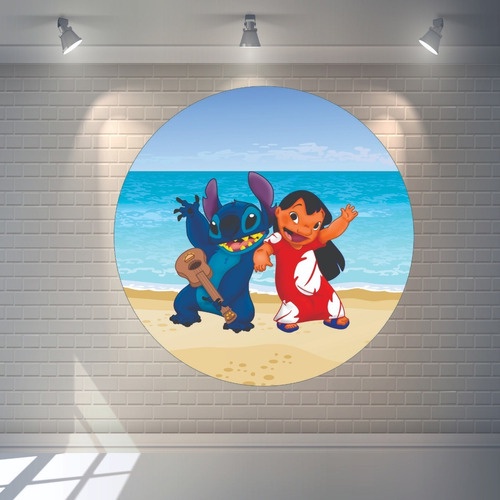 Painel Lona Redondo Festa Infantil Lilo E Stitch X Cm Shopee