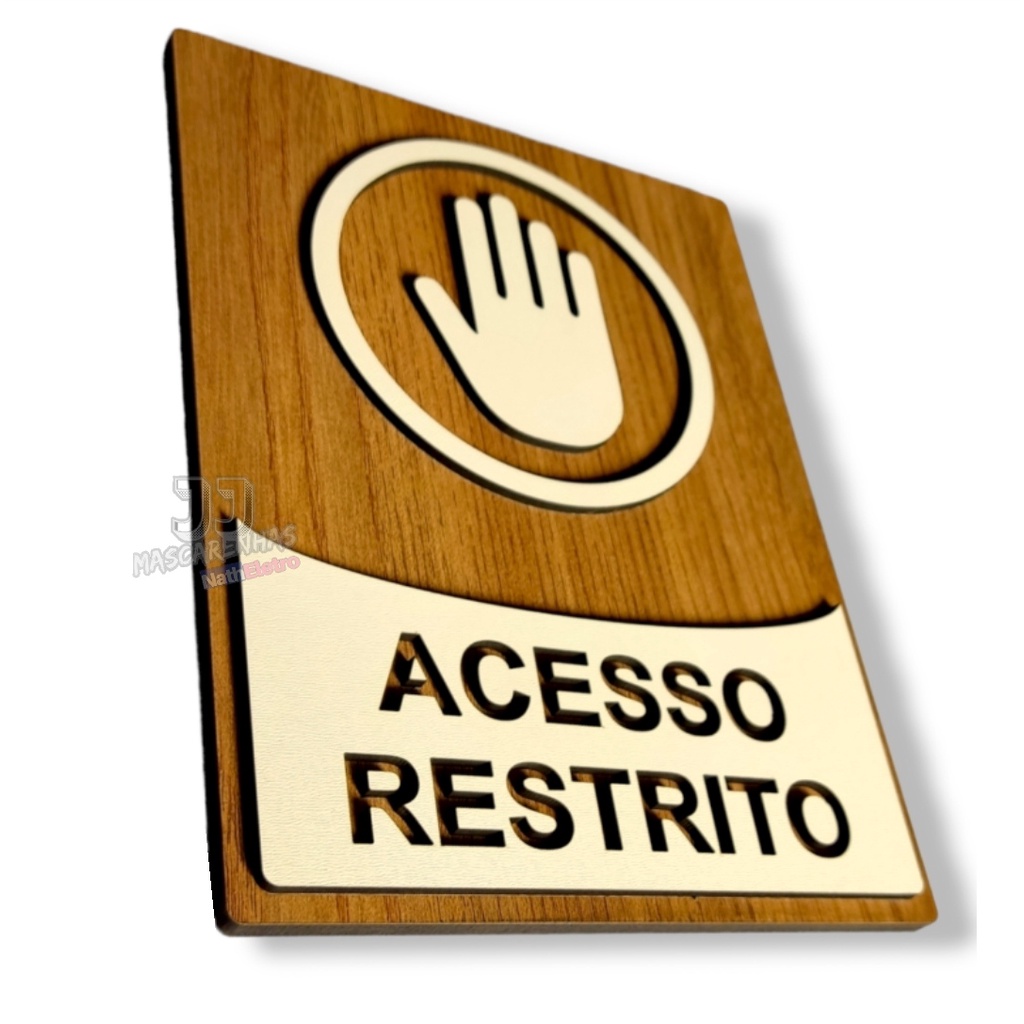 Placa Indicativa De Acesso Restrito A Funcion Rios Mdf Mm Shopee Brasil