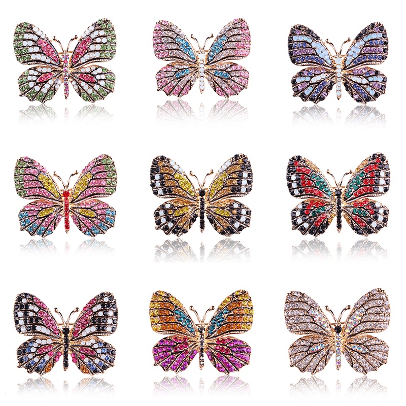 Grandes Cristal Strass Borboleta Broches Para Mulheres Broche De