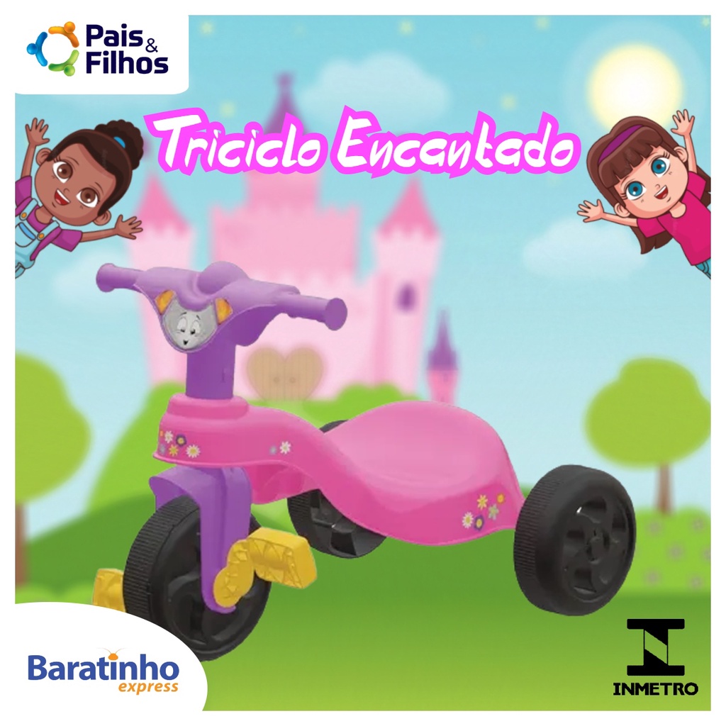 Triciclo Motoca Encantado Infantil Rosa Menina Pais E Filhos Shopee