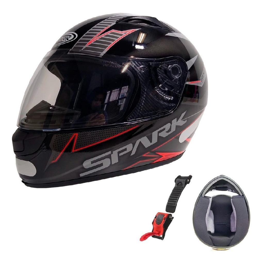 Capacete Moto Ebf New Spark Spot Preto Vermelho Fechado Shopee Brasil