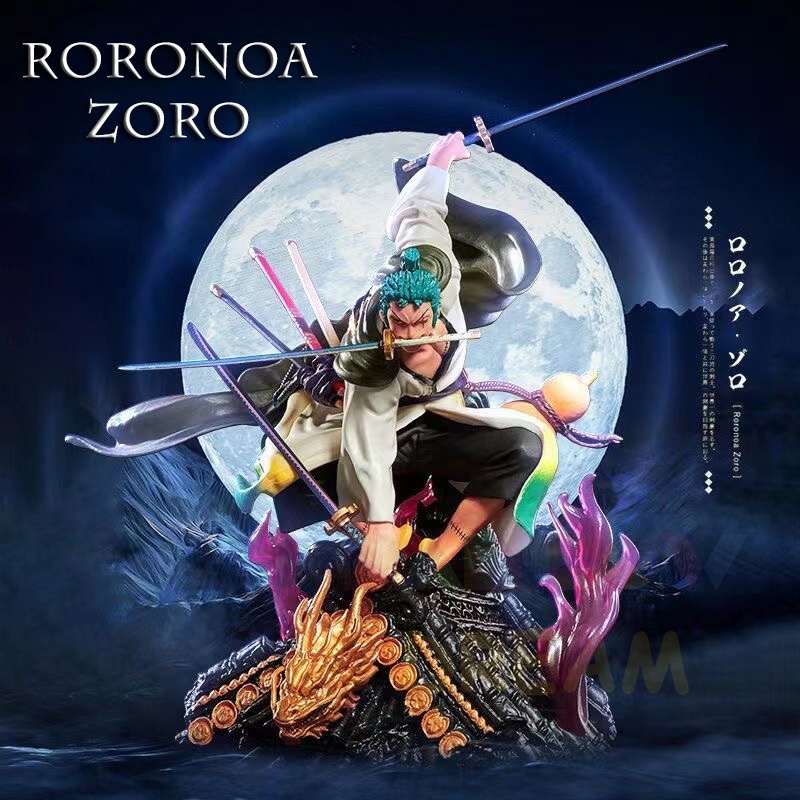 Action Figure Roronoa Zoro Kimono Figura Três Espadas Combate Efeitos