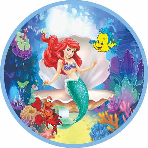 Painel Redondo Lona Festa Infantil Pequena Sereia Ariel Cm Shopee