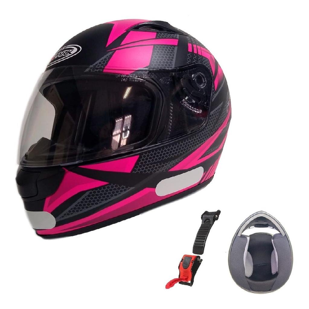 Capacete Moto Ebf New Spark Flash Feminino Preto Rosa Fechado Shopee