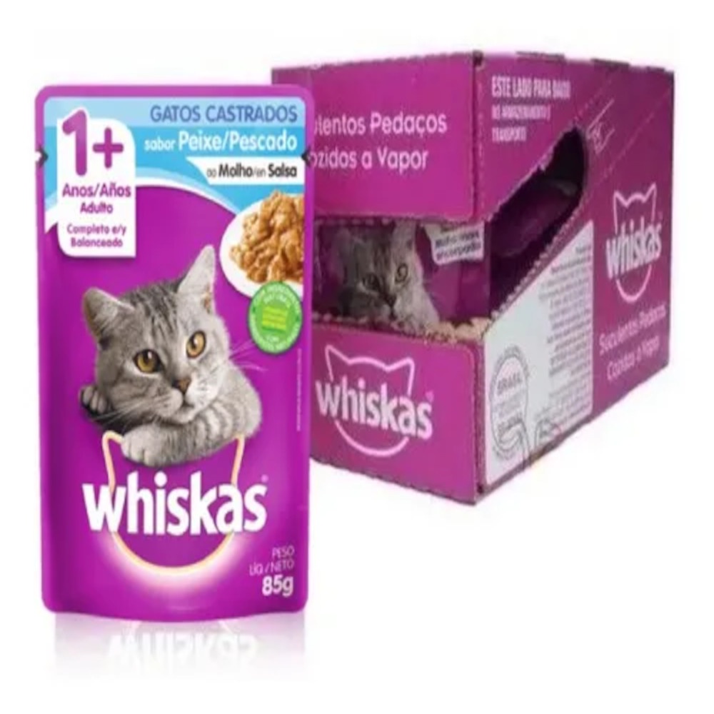 Kit Sach S Caixa Fechada Whiskas Para Gatos Castrados Sabor Peixe Ao