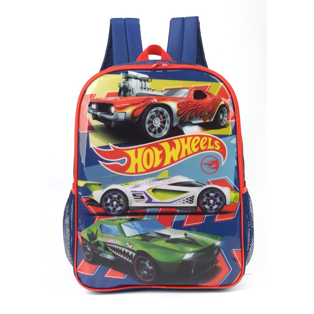 Mochila De Costas Escolar Infantil 16 Hot Wheels Azul IS38231HW Luxcel