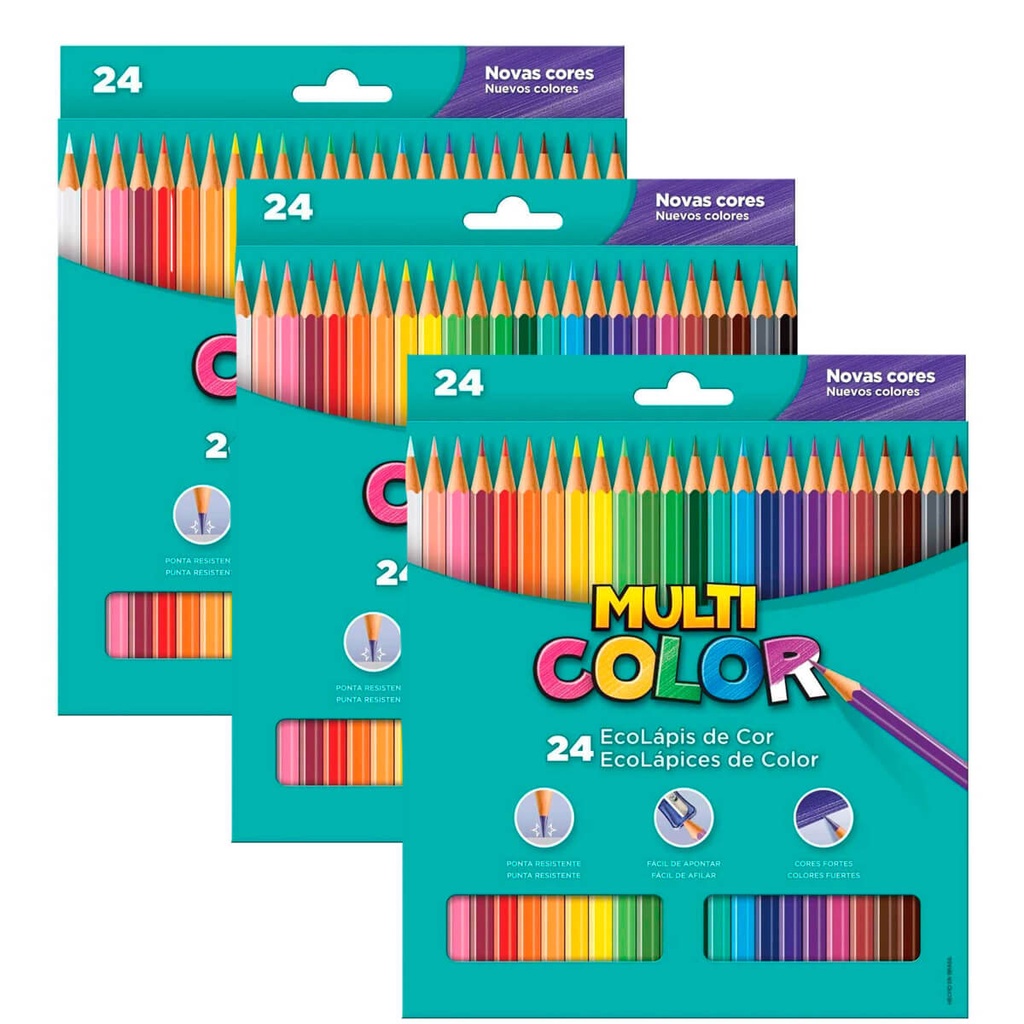 Kit 3 Caixas De Lapis De Cor 24 Cores Multicolor Faber Castell Shopee