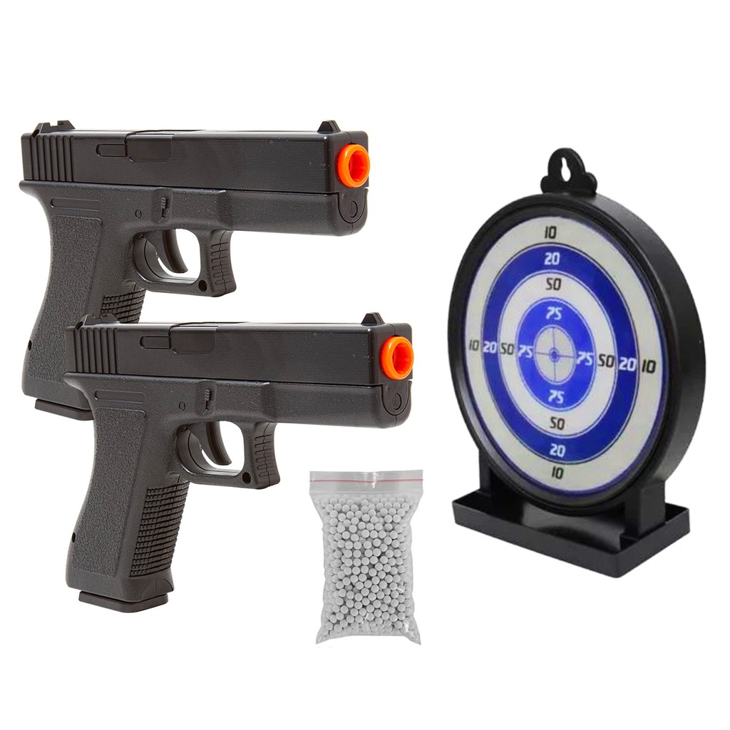 Kit 02 Pistola Airsoft Spring Arminha Rossi Vigor Glock V307 E Alvo Em