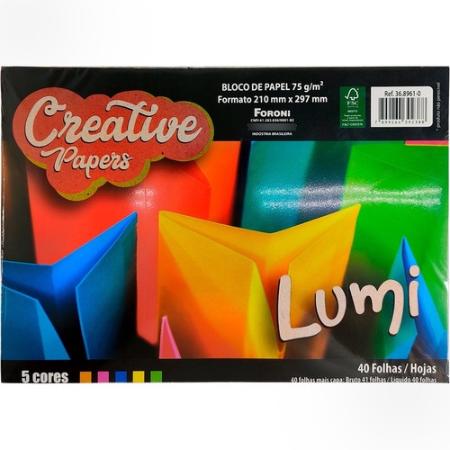 Bloco De Papel Colorido Lumi Creative Neon Foroni Folhas Shopee Brasil