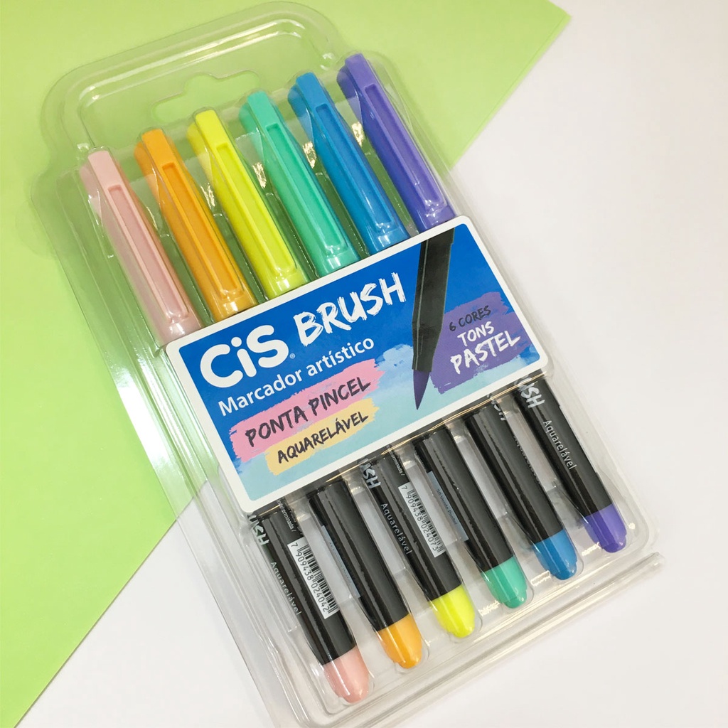 Caneta Cis Brush Pen Tons Pastel Aquarel Vel Cores Cis Shopee Brasil