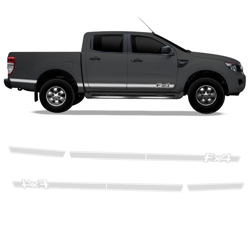 Kit Adesivo Ford Ranger Fx Faixa Lateral Cinza Decorativa Shopee Brasil