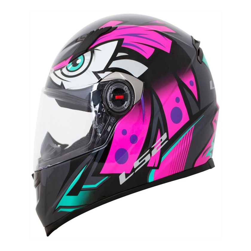 Capacete Ls Ff Tribal Rosa Fucsia C Olho Verde Promocao Shopee