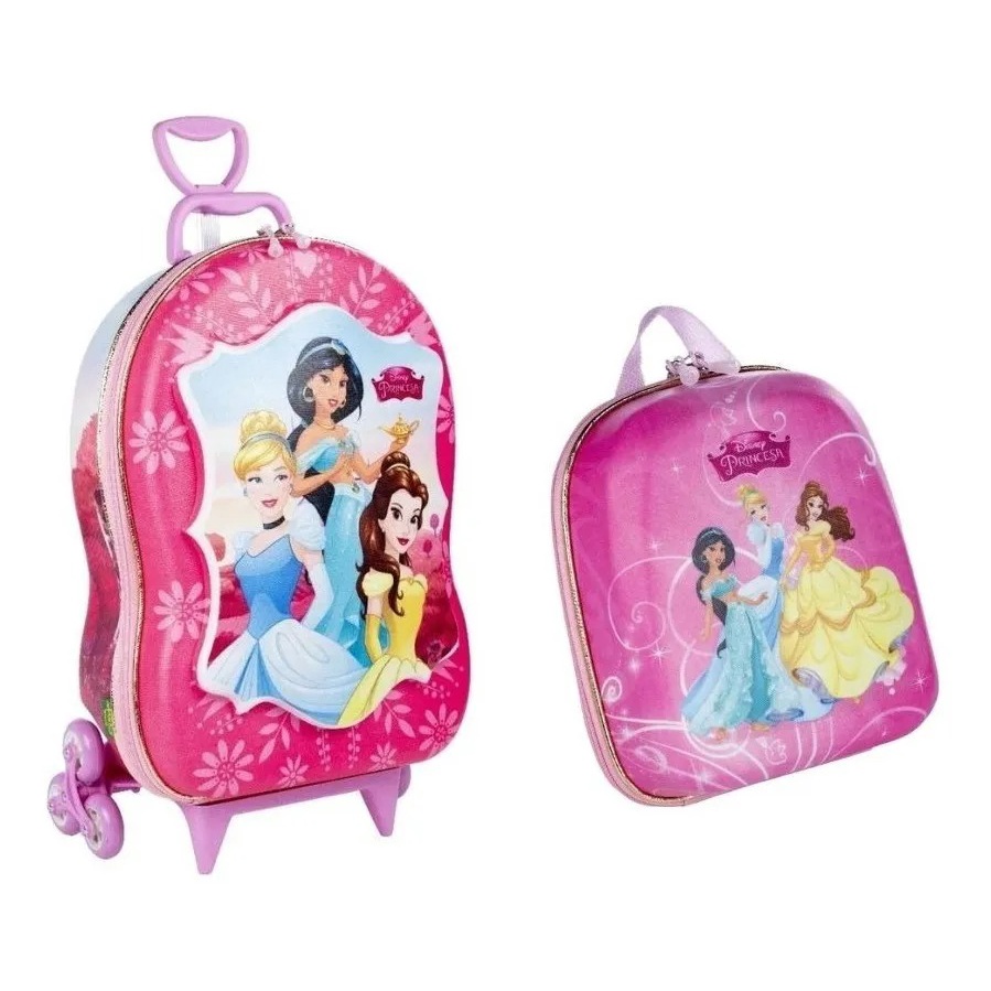 Mochila Rodinha Tripla Lancheira Princesas Disney D Maxtoy Shopee