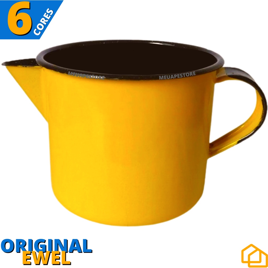 Caneca Leiteira Bico 1 Litro Esmaltada Ewel Original Off Shopee