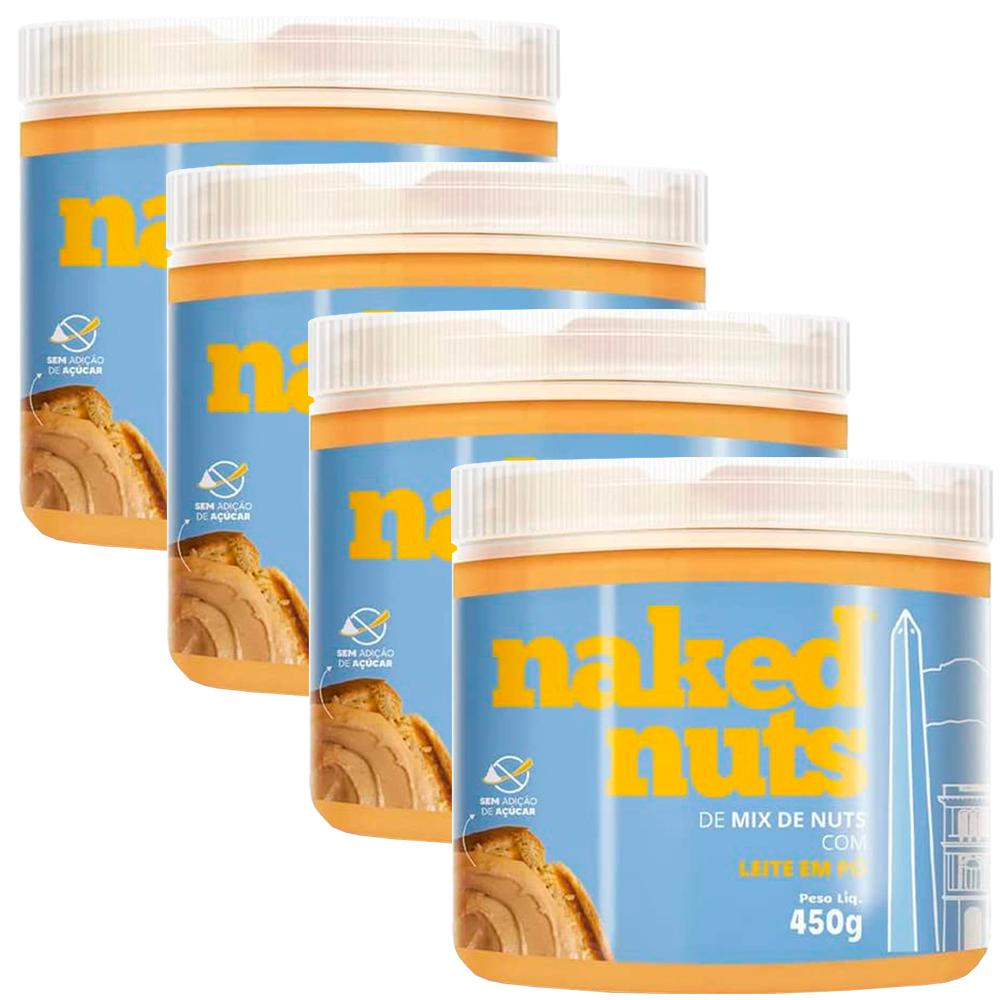 Kit 4 Pasta Mix de Nuts Leite em Pó 450g Naked Nuts Shopee Brasil